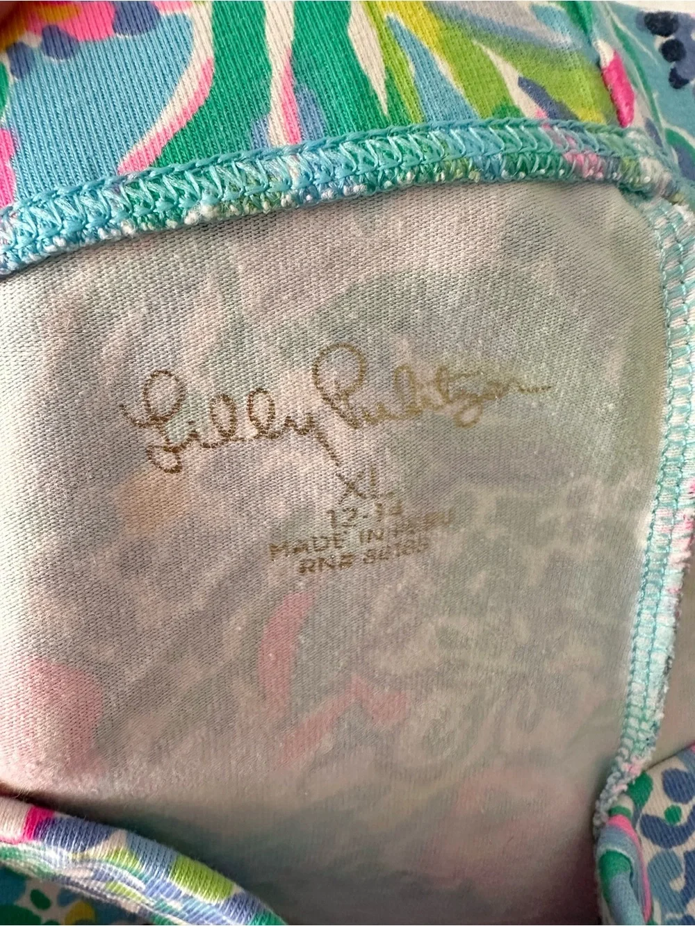 Lilly Pulitzer Blue Pink Floral Print Leggings